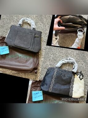 Trinity West charcoal Leather Top-Handle Tote